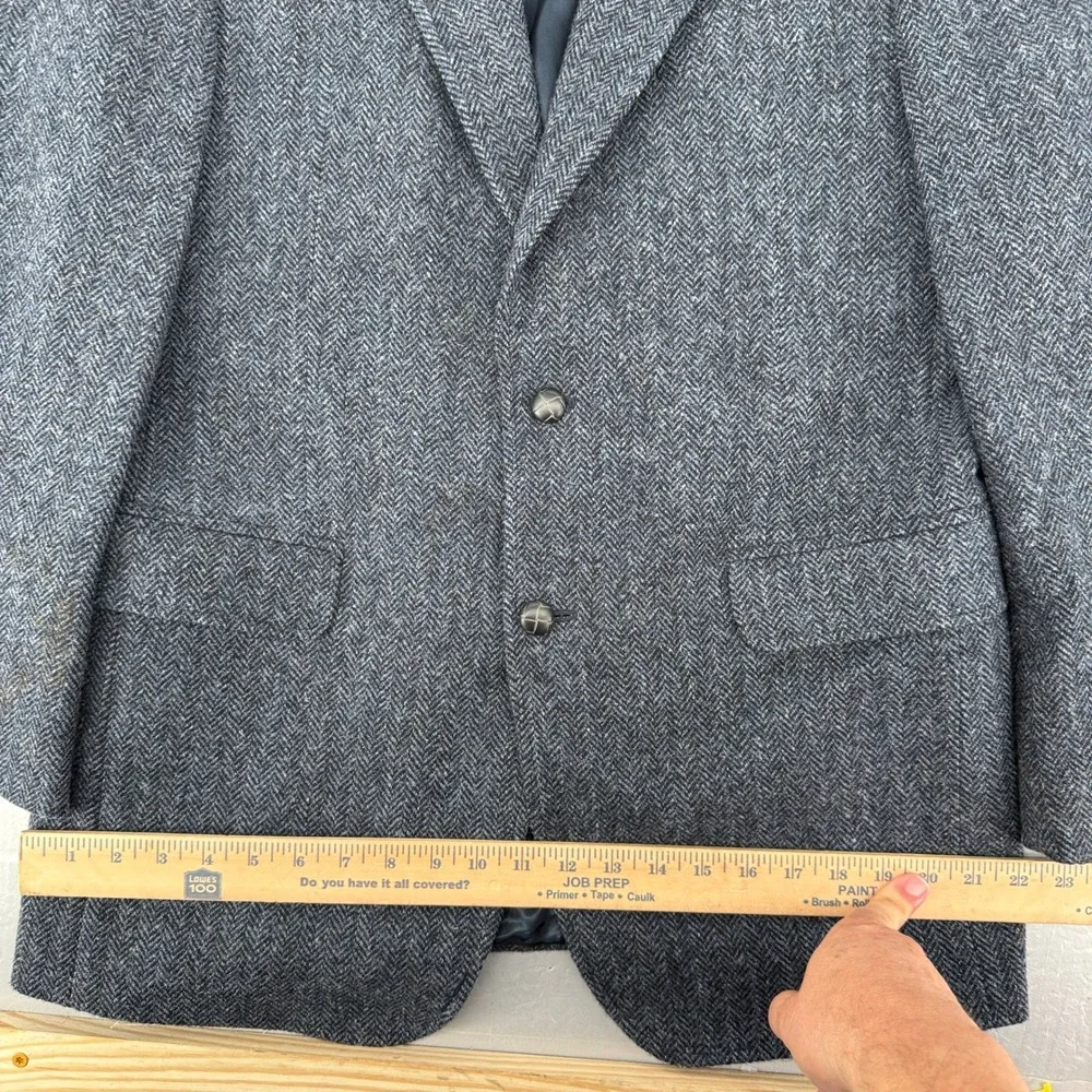 Jos A Bank Harris Tweed Grey Herringbone Wool Blazer Sport Coat 41L Mens Long
